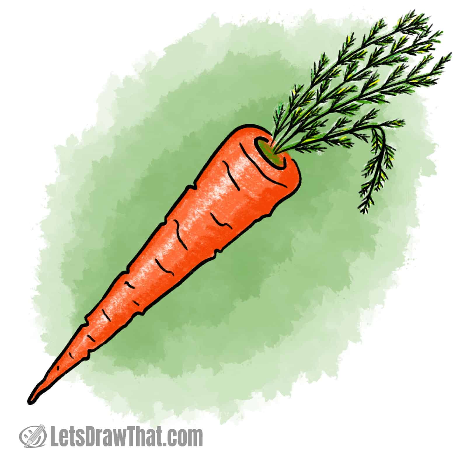 Finished carrot drawing colored-in