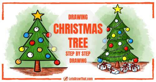 Christmas Tree Drawing: From Easy to Awesome! - step-by-step-drawing tutorial featured image