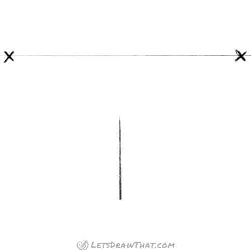 Drawing step: Draw the front edge of the cube