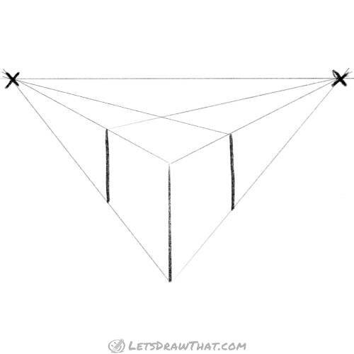 Drawing step: Draw the perspective guidelines from the outer edges