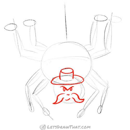Drawing step: Start drawing the face and hat