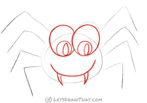 Drawing step: Draw the spider’s face