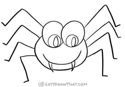 How to draw a simple cute spider: finished outline drawing