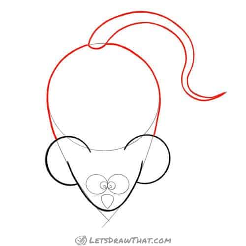 Drawing step: Draw the mouse's body and tail