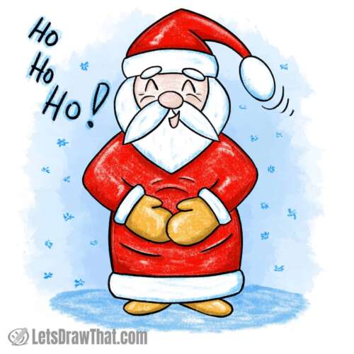 How to draw Santa: easy Santa drawing coloured-in