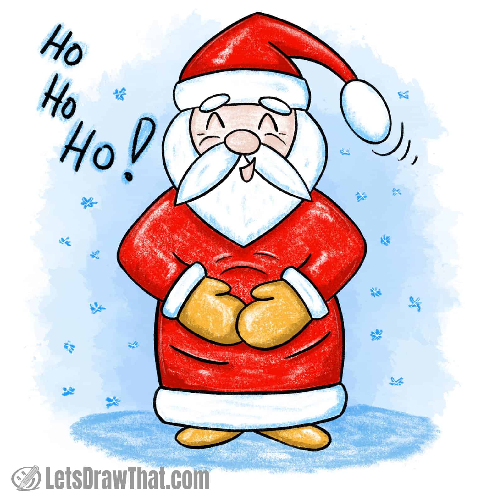 How to draw Santa: easy Santa drawing coloured-in
