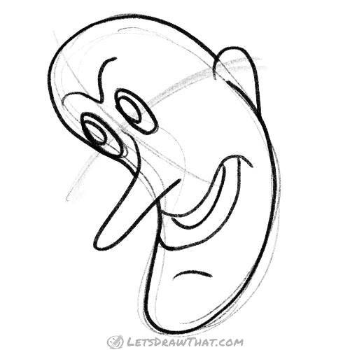 Drawing step: Complete drawing the bean head