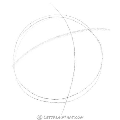 Drawing step: Sketch the circle and face cross