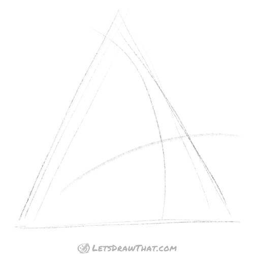 Drawing step: Sketch the triangle and the face cross