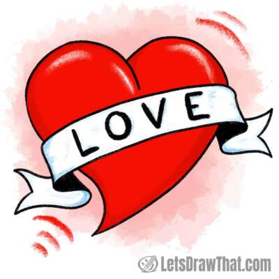 How to draw a heart with a banner