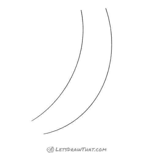 Drawing step: Draw two banana-shaped lines