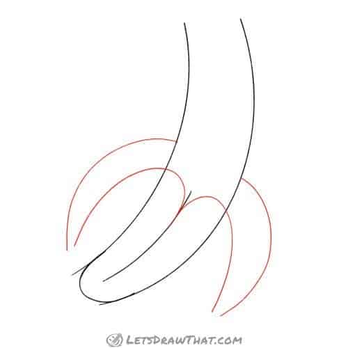 Drawing step: Draw the banana peels