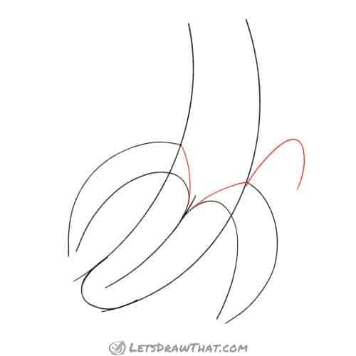 Drawing step: Complete the side peels and draw the rear peel edge