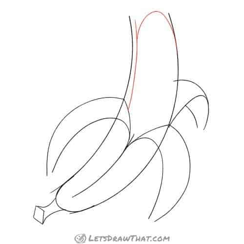 Drawing step: Draw the peeled banana