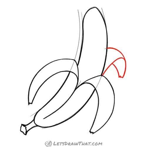 Drawing step: Draw the rear folded peel
