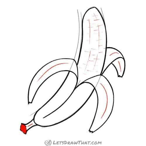 Drawing step: Add final details and banana texture