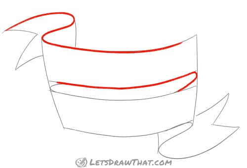 Drawing step: Outline the upper banner line