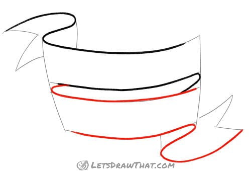 Drawing step: Outline the lower banner line