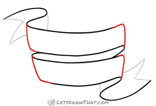 Drawing step: Close the vertical sides of the banner