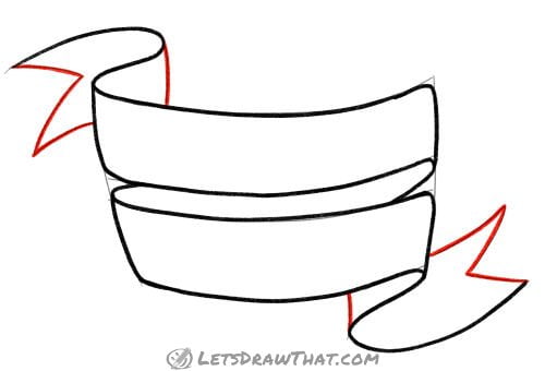 Drawing step: Outline the final ribbon edges