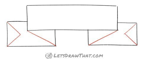 Drawing step: Draw the banner fold lines and end cutouts