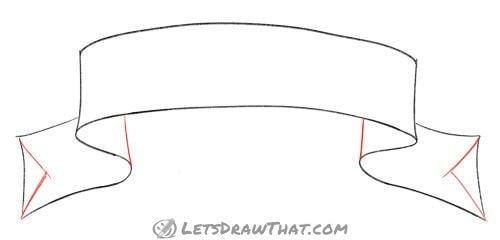 Drawing step: Add the missing banner fold lines and cutouts at the end