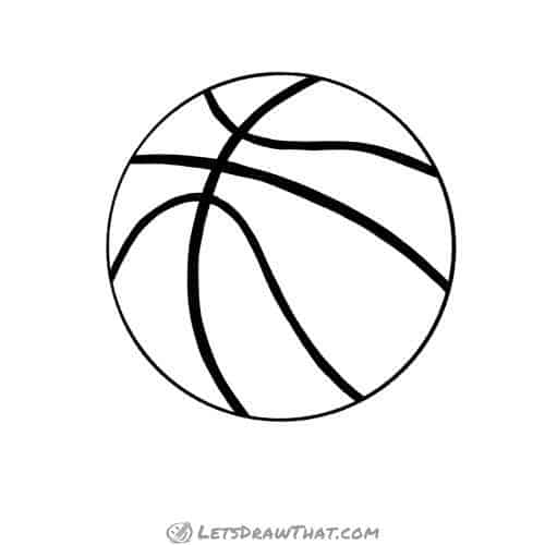 How to draw a basketball: finished outline drawing