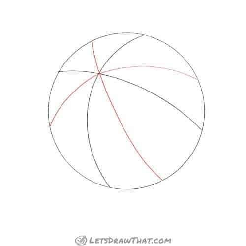 Drawing step: Divide the basketball into eighths