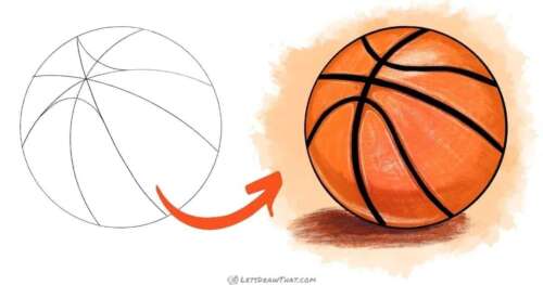 How to draw a basketball - an easy line pattern and shading - step-by-step-drawing tutorial featured image