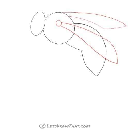Drawing step: Sketch the bee's wings