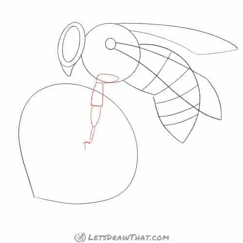 Drawing step: Sketch the middle leg