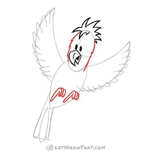 Drawing step: Outline the head and feet
