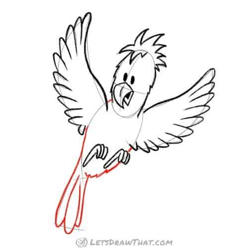 Drawing step: Draw the bird's tail