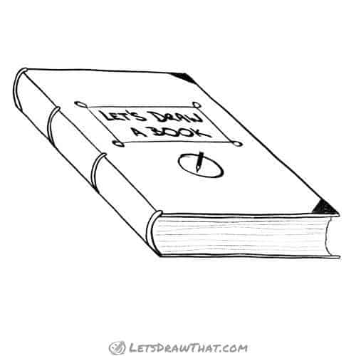 How to draw a book: finished closed book outline drawing