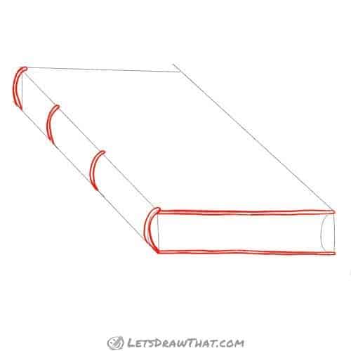 Drawing step: Outline the raised bands and bottom of the cover