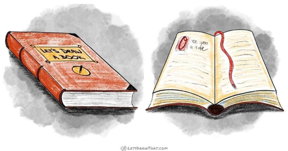 How to Draw a Book in Perspective- Open and Closed - step-by-step-drawing tutorial featured image