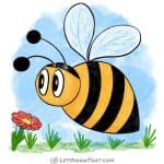 How to draw a bumblebee: finished drawing coloured-in