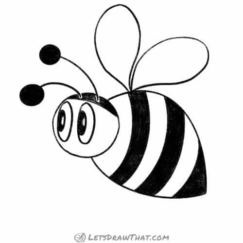 How to draw a bumblebee: finished outline drawing