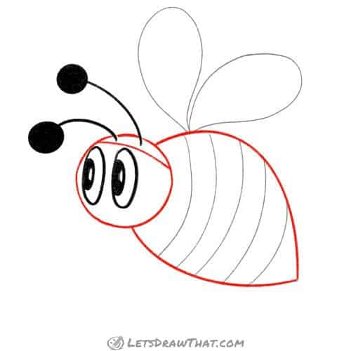Drawing step: Outline the head and body