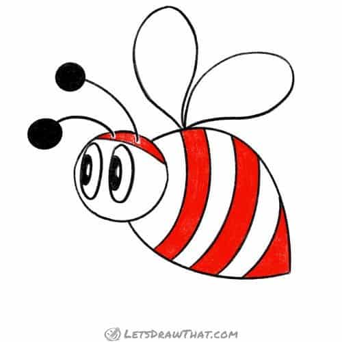 Drawing step: Colour in the black stripes