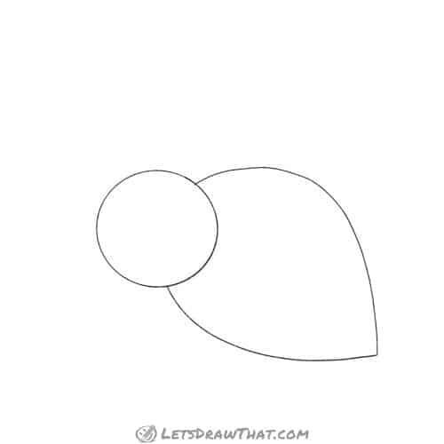 Drawing step: Draw the base head and body shapes