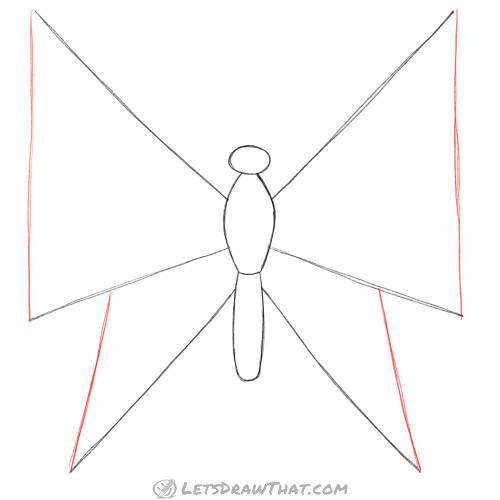 Drawing step: Sketch the wing outlines