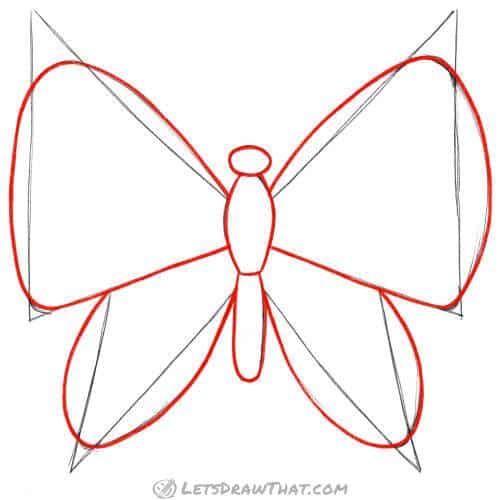Drawing step: Outline the butterfly