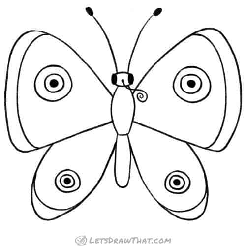 How to draw a butterfly: finished outline drawing