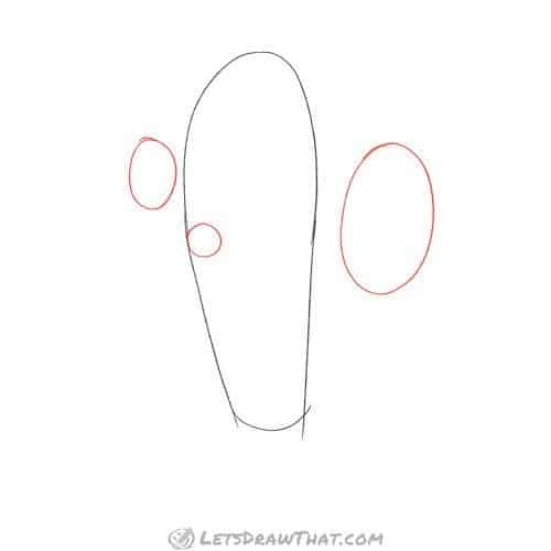 Drawing step: Mark ovals for the "arms"