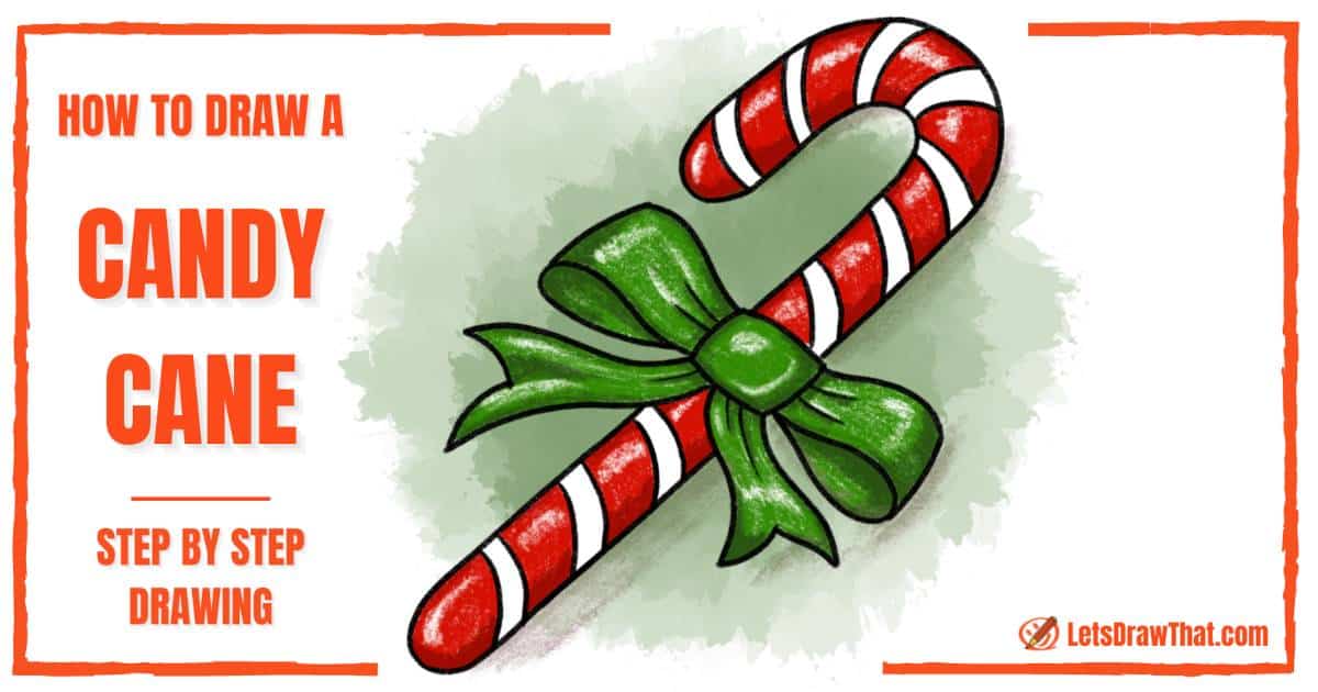 How to Draw a Candy Cane With a Lovely Bow Tie