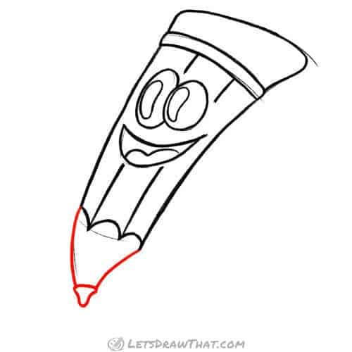 Drawing step: Finish drawing the pencil tip