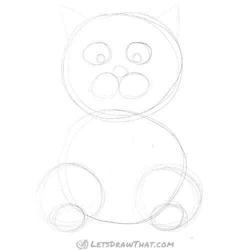 Drawing step: Sketch the ears – cat ears this time