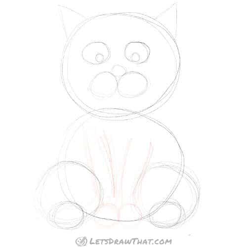 Drawing step: Sketch the front legs