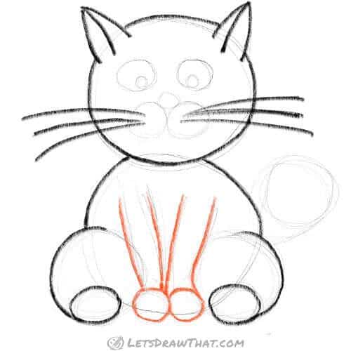 Drawing step: Draw the front legs
